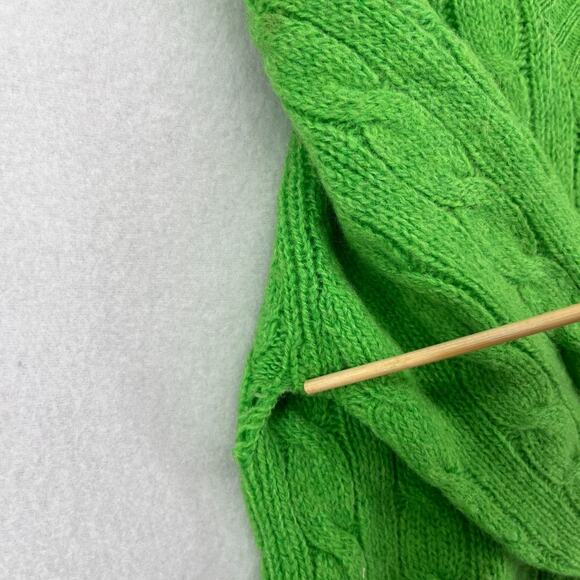 DEANS OF SCOTLAND Sweater Womens 34 Shetland Wool Cable Hand Knit Green HK VTG - Picture 10 of 14